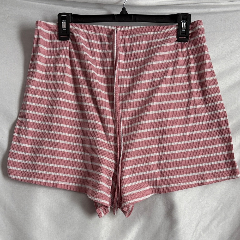 SHEIN Pink and White Striped Athletic Shorts LL39